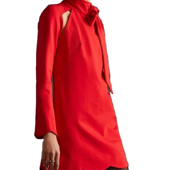 Anthropologie Maeve Red Neck Tie Shift Dress XS NWT